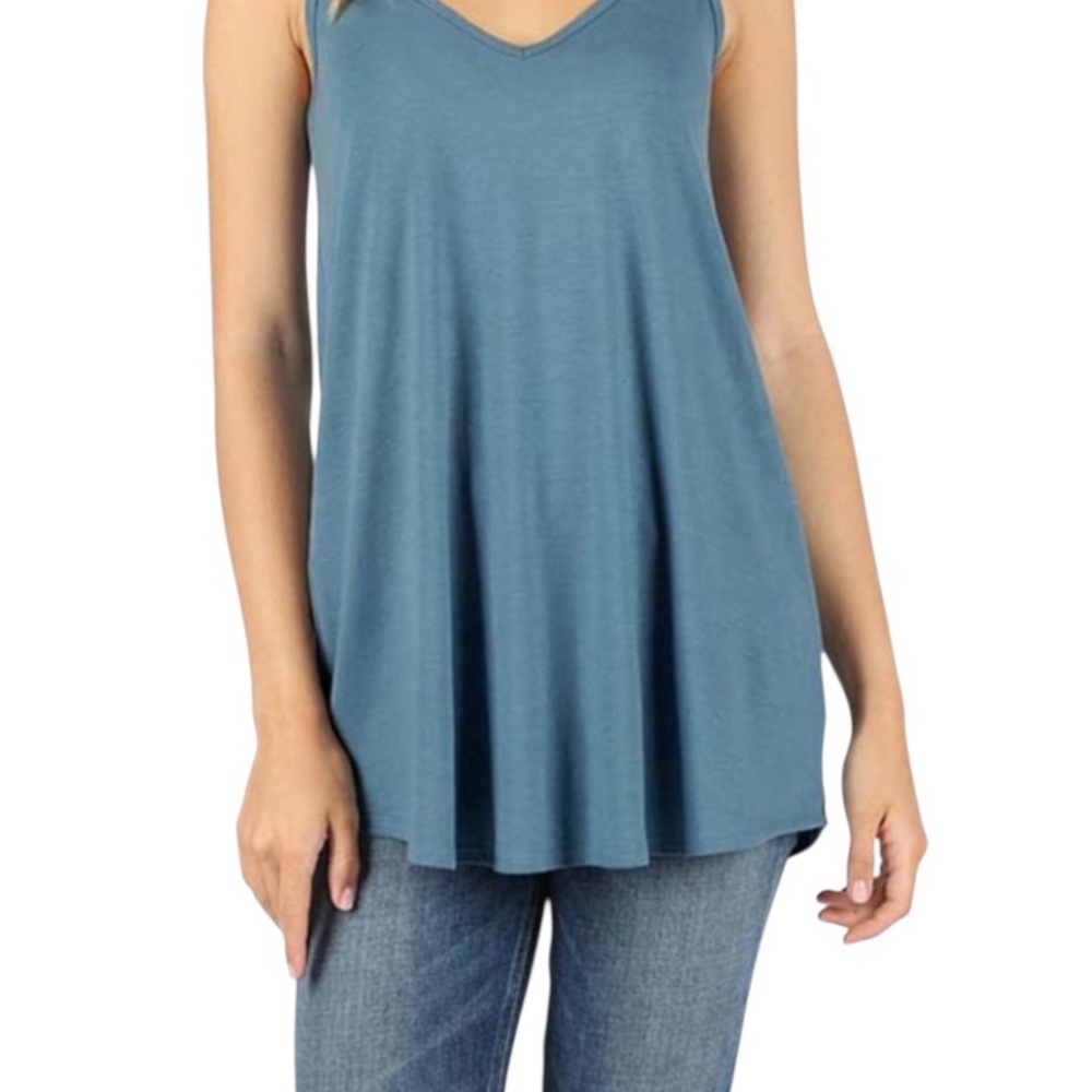 Zenana Premium Front and Back Reversible Spaghetti Strap Flowy Cami Tank (NWT) - Picture 3 of 13